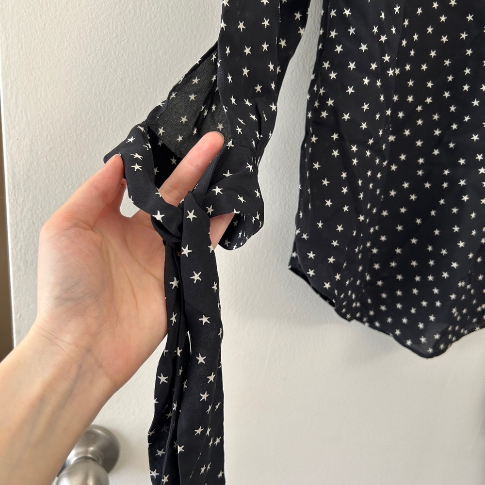 NEW! Madewell Black Silk Tie-Sleeve Top - Picture 6 of 6